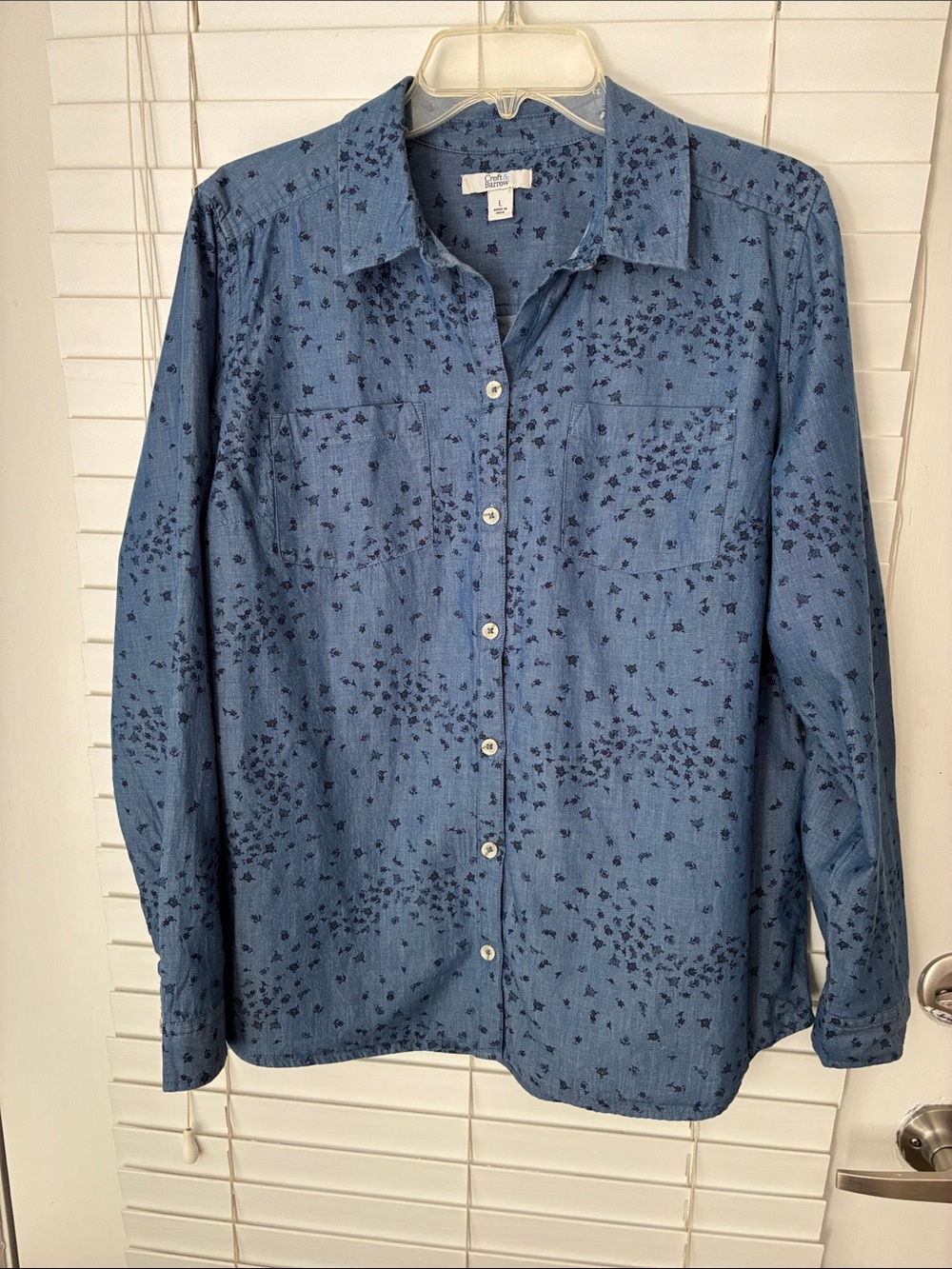 croft & barrow Button Down Shirt Top Long Sleeves Blue SZ L